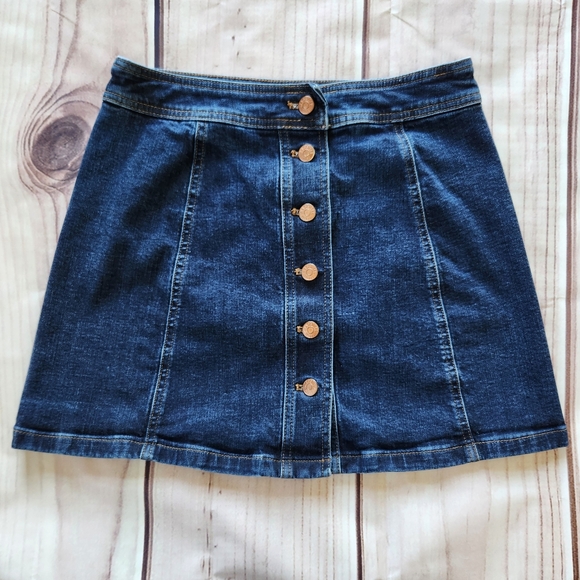 Madewell "Stretch Denim A-Line Mini Skirt: Button-Front Edition" Women's Size 4 - Picture 3 of 10